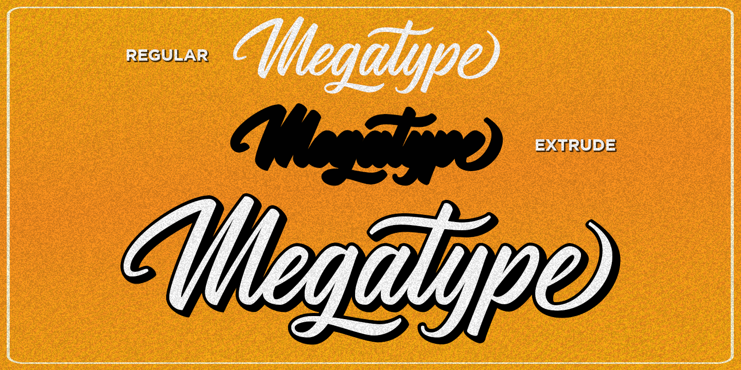 Megatype Script Extrude Font preview